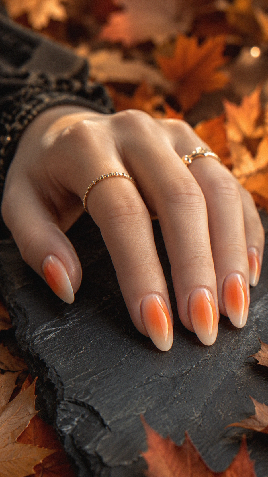 orange aura spooky halloween nails