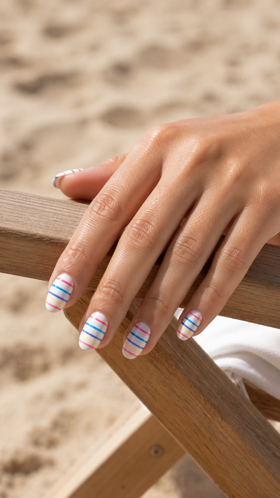 striped surfside nails design