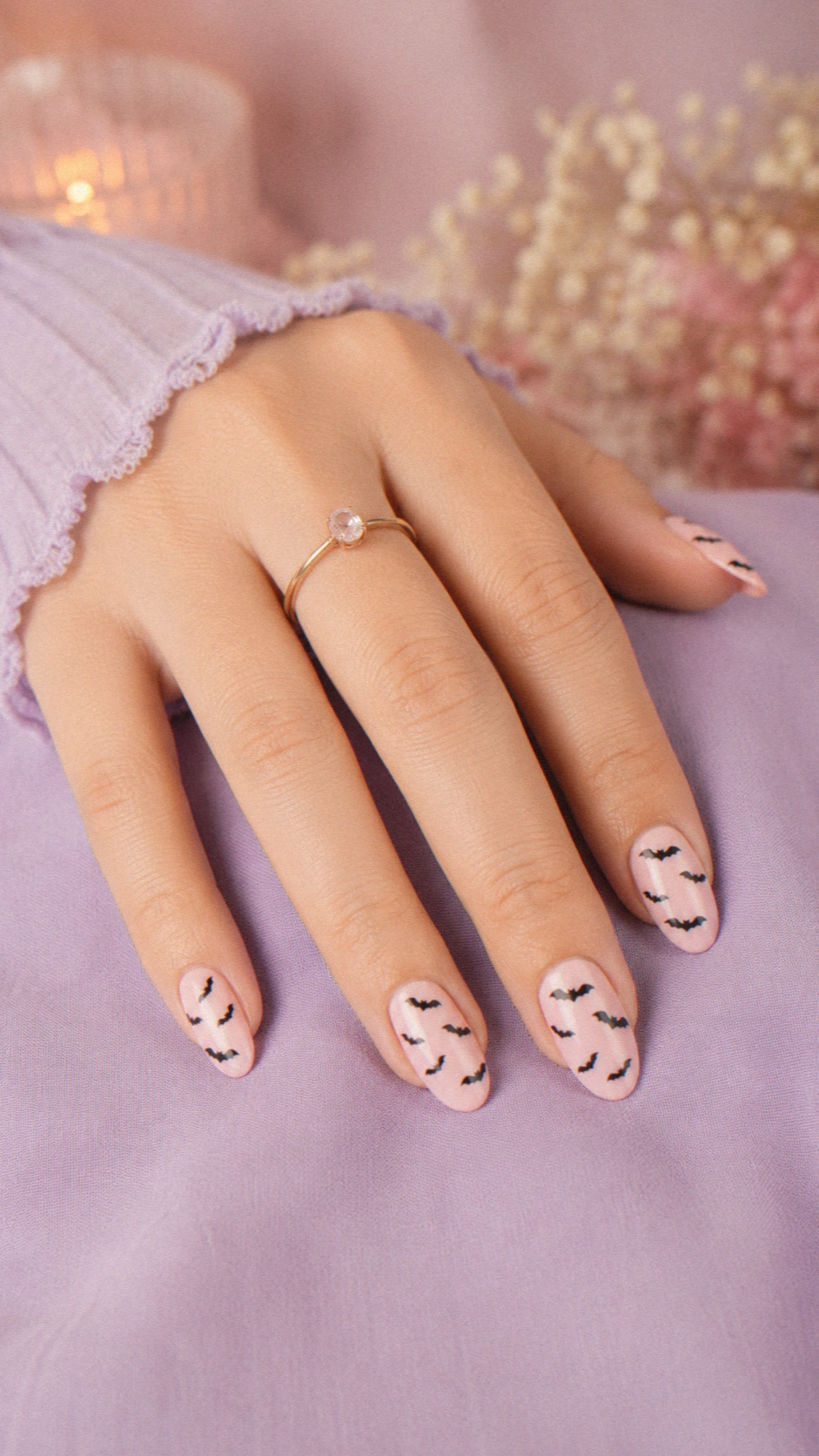 pastel bats halloween nails soft