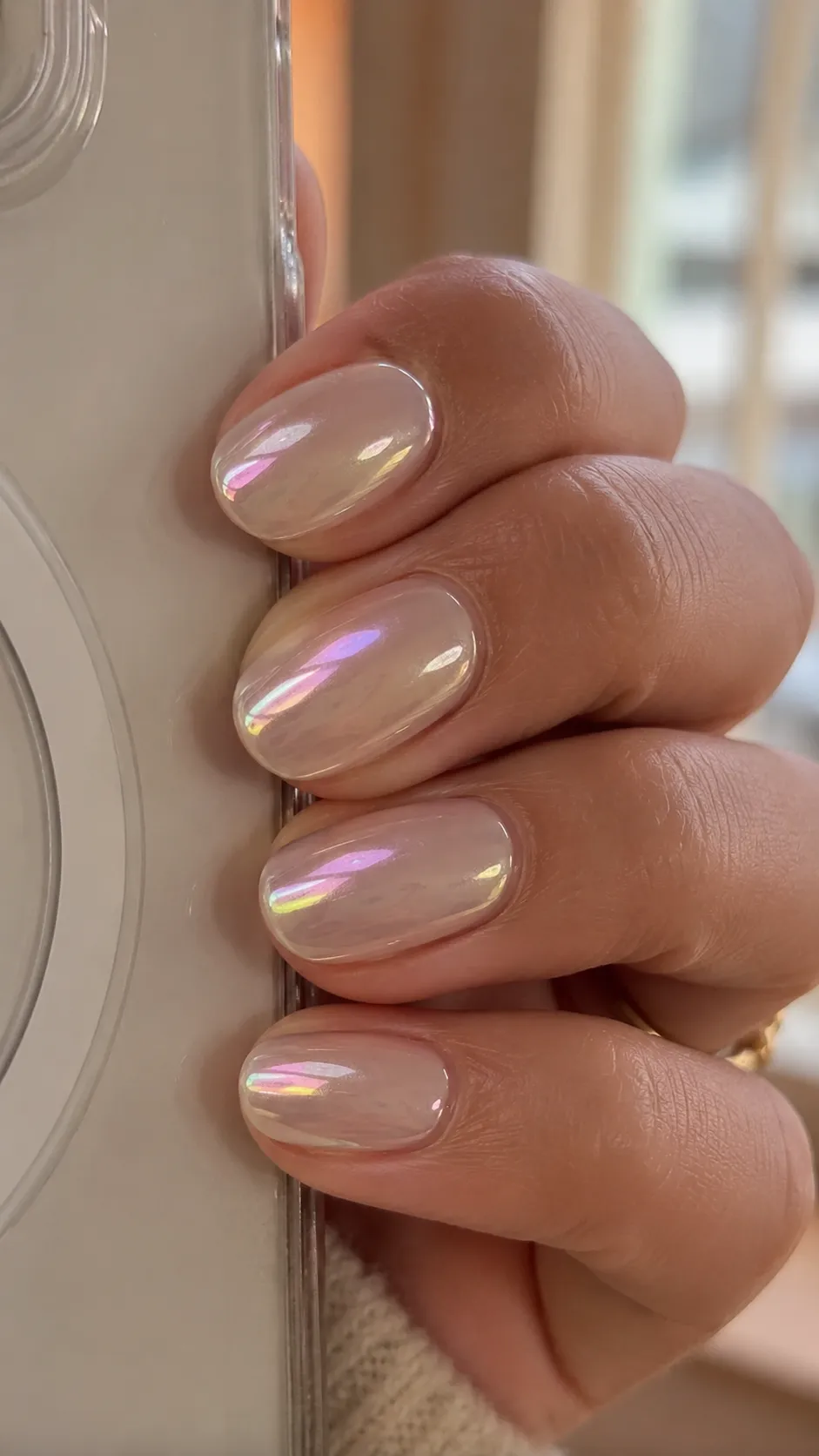 glazed donut chrome nail idea