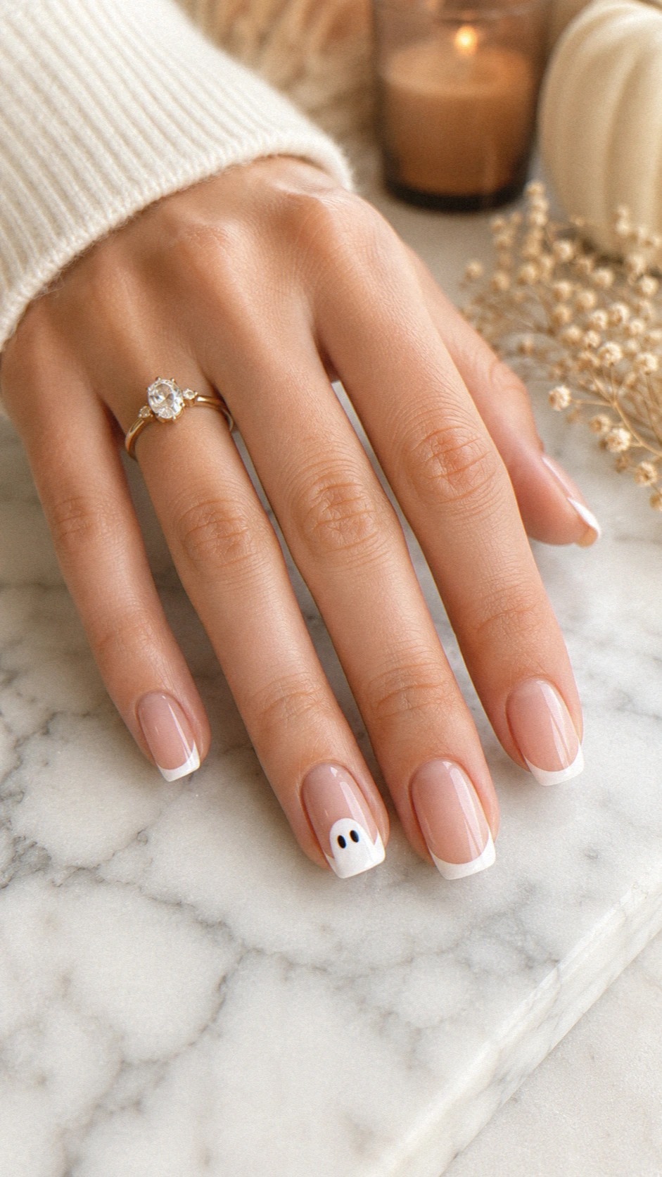 ghost french tip halloween nails