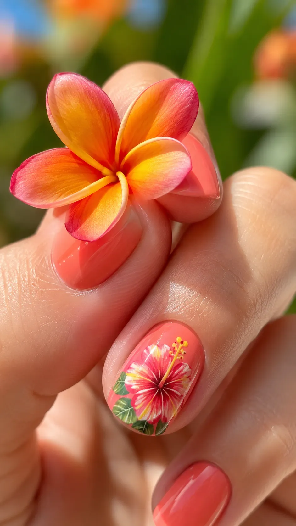hibiscus flower nail art design