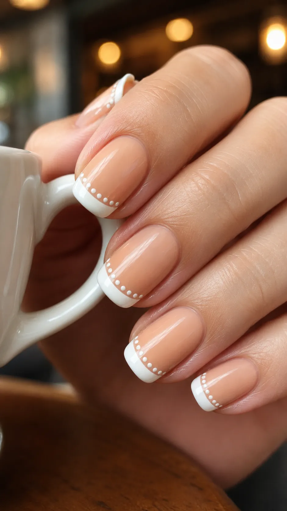 polka dot french tip nail design