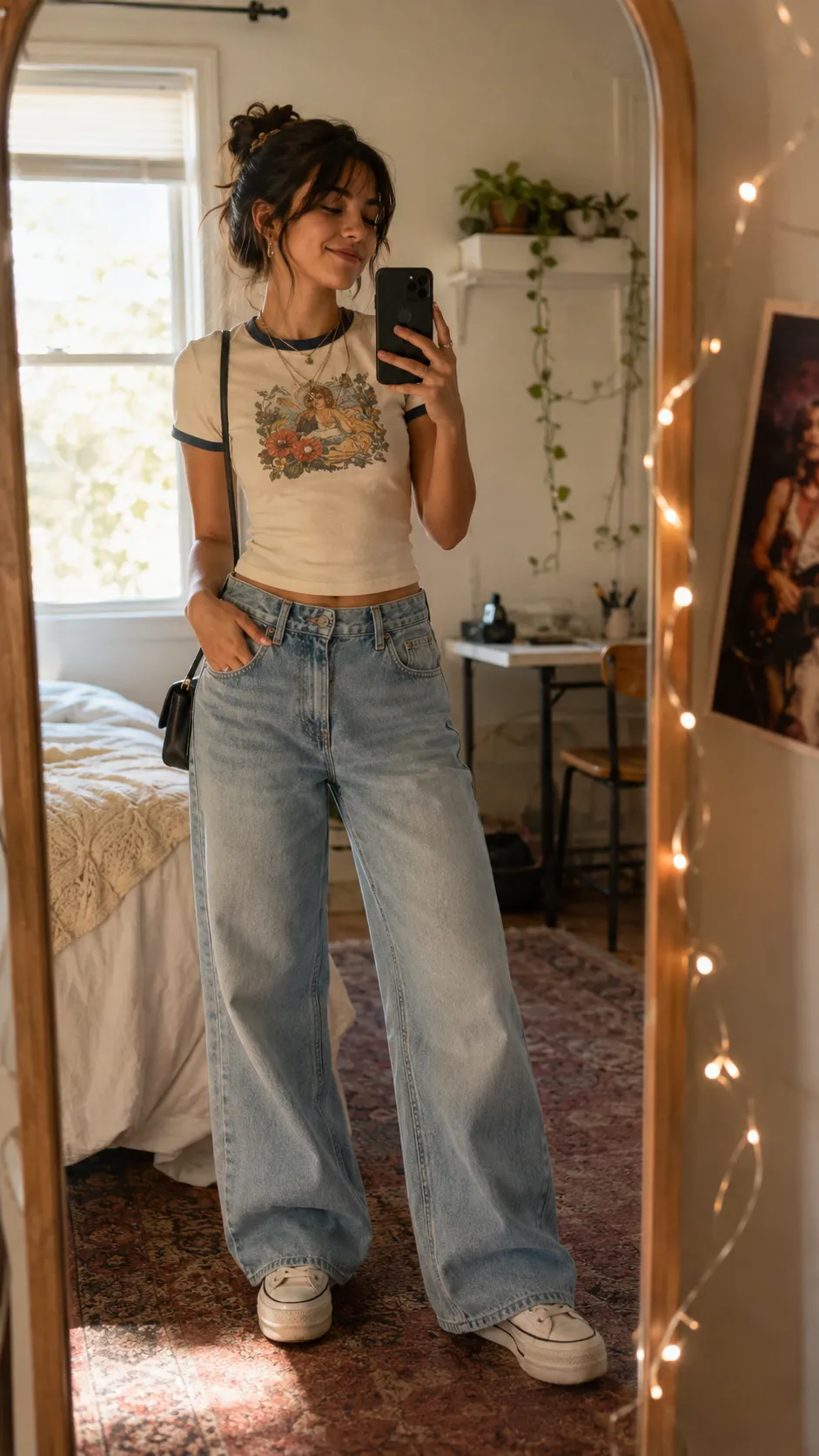 baby tee wide leg jeans fair outfit