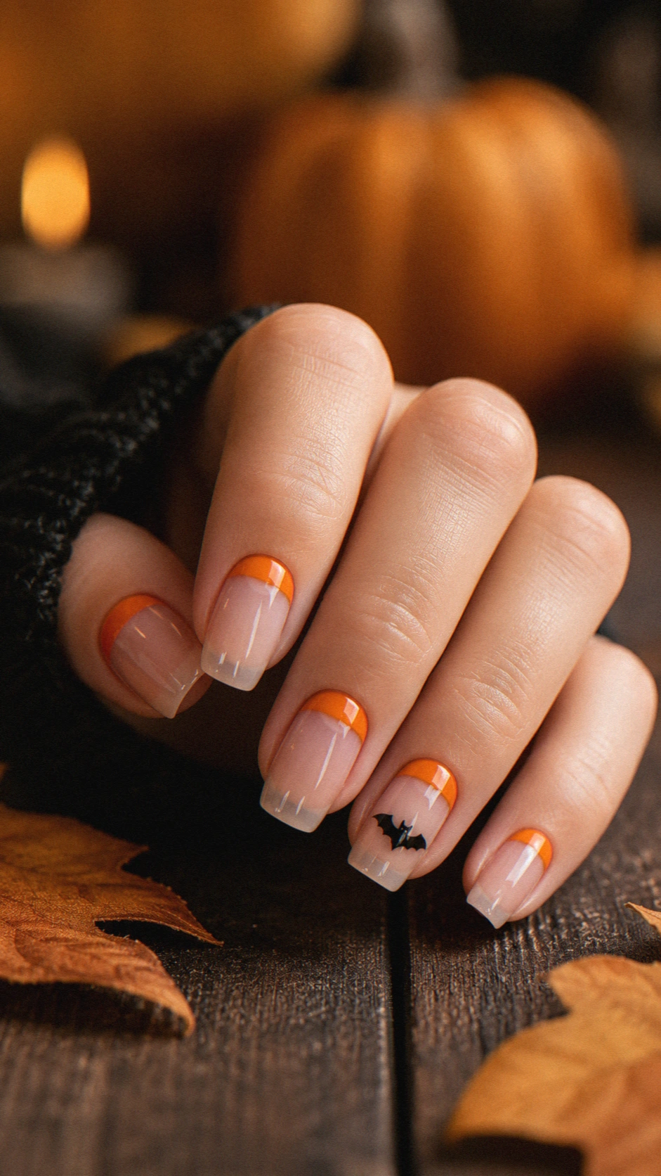 reverse french spooky halloween nails