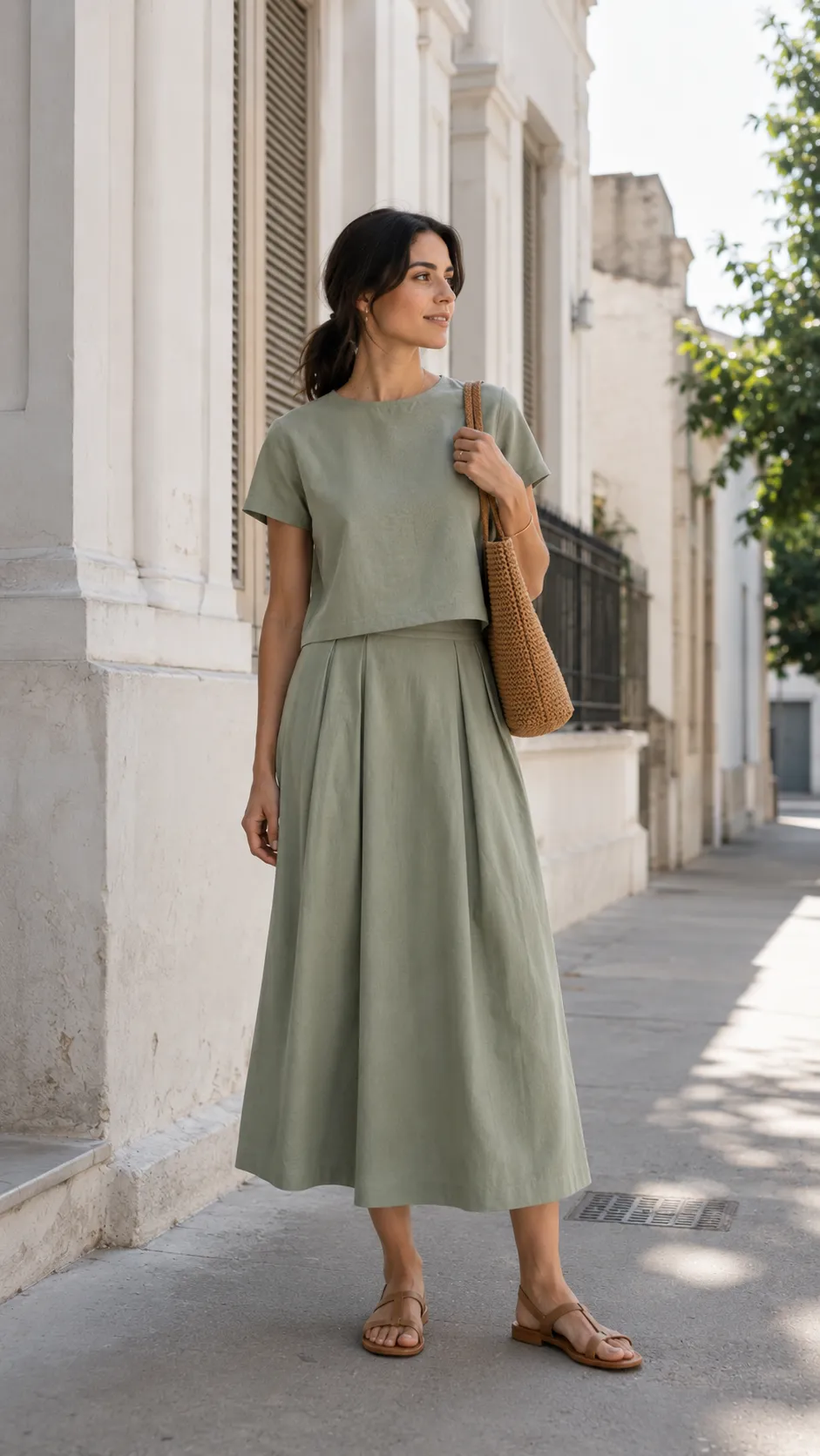 sage matching skirt set office