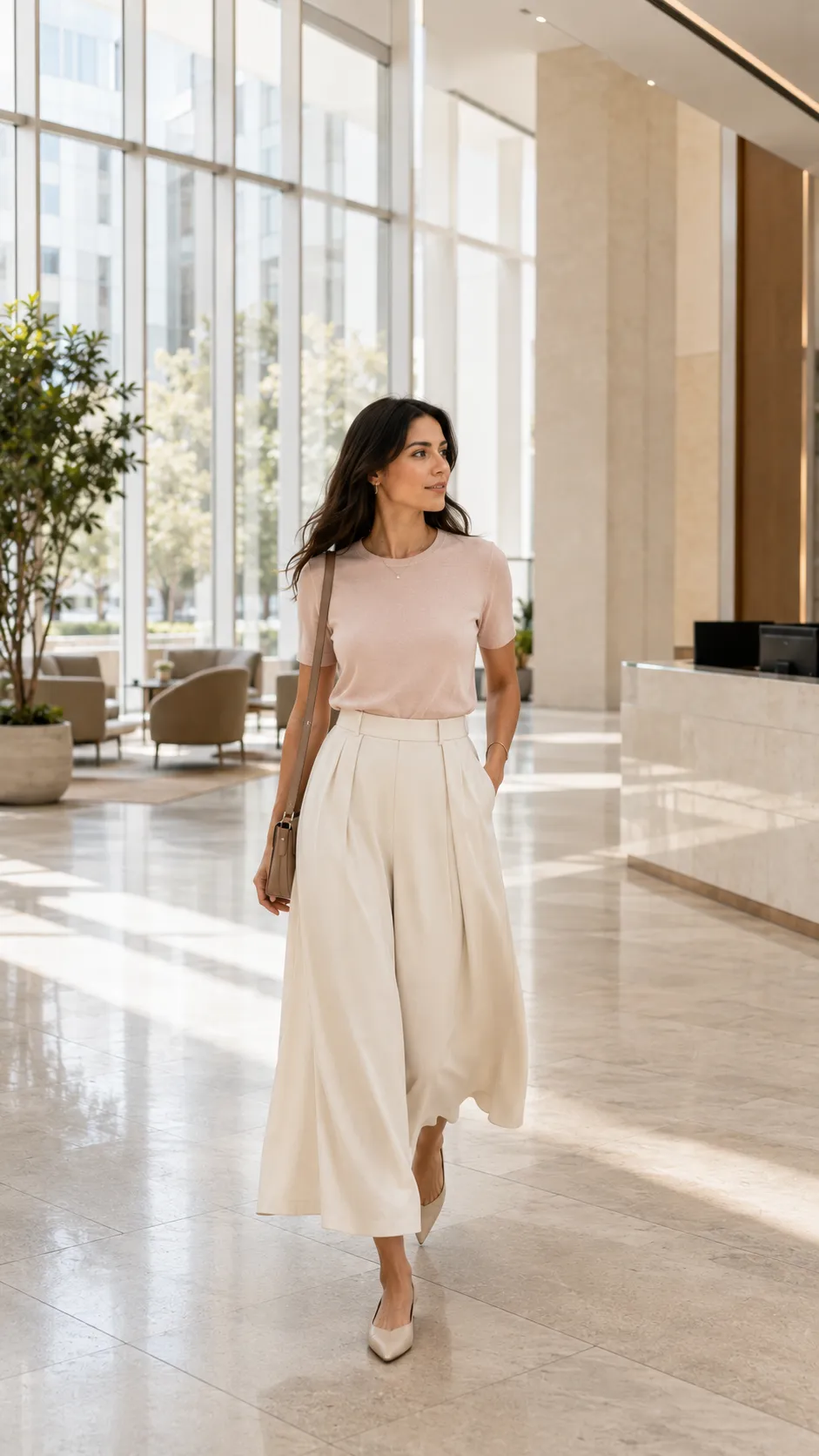 cream culottes office wear