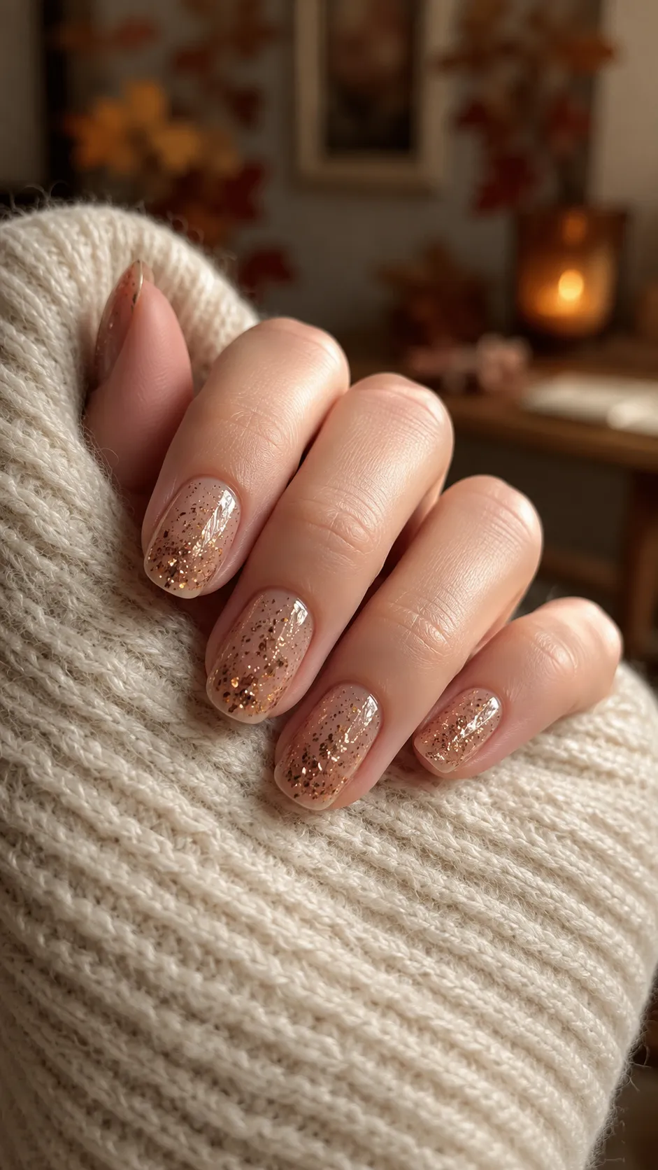 encapsulated glitter fall nail art