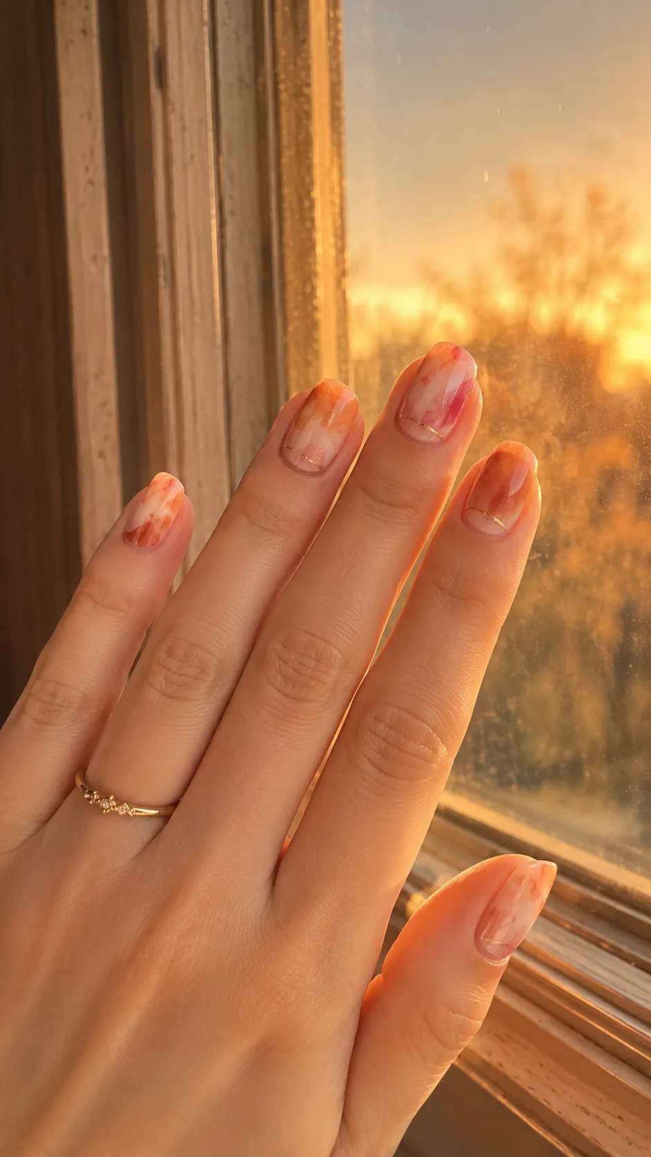 sunset watercolor fall nail art